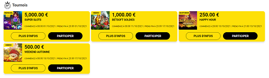 Tournois pour gagner de l'argent sur betFIRST Casino